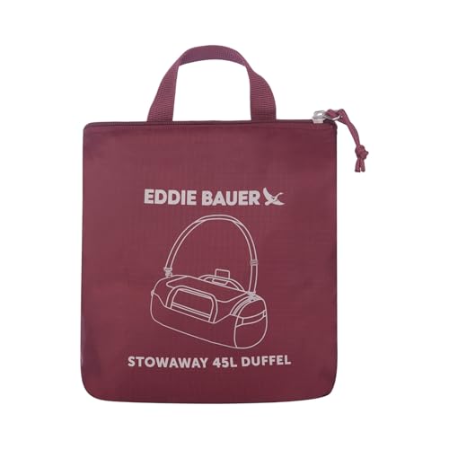 Eddie Bauer Stowaway Packable Duffel Bag | Travel | Foldable | Lightweight | Durable | Ripstop Polyester - color: Black Cherry