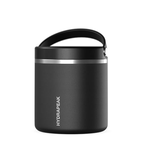 Hydrapeak 25oz Stainless Steel Vacuum Insulated Food Jar for Hot Food and Cold Food, Wide Mouth Leak-Proof Soup Jar for Adults, 10 Hours Hot and 16 Hours Cold (Black) - color: Black, size: 25 Ounces