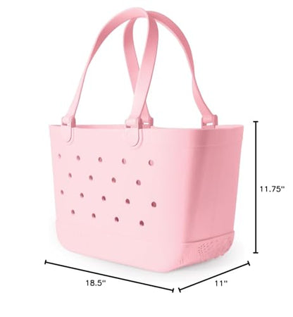 Simple Modern Large Beach Bag | Waterproof Getaway Rubber Tote with Zipper Pocket for Travel, Pool, Boat, Groceries, Sports | Blush - color: Blush, style: Large