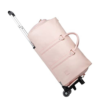 seyfocnia Rolling Garment Bag,Rolling Duffle Bag with Wheels Rolling Garment Bags for Travel with Shoe Pouch Carry On Bag Weekender Bags Garment Duffel Bag for Women-Pink - color: Pink