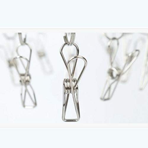 FGen 50pcs Mini Stainless Steel Clips - 1.7-inch, Clothesline, Bag Seal, Paper Clip, Socks