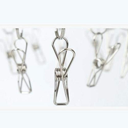 FGen 50pcs Mini Stainless Steel Clips - 1.7-inch, Clothesline, Bag Seal, Paper Clip, Socks