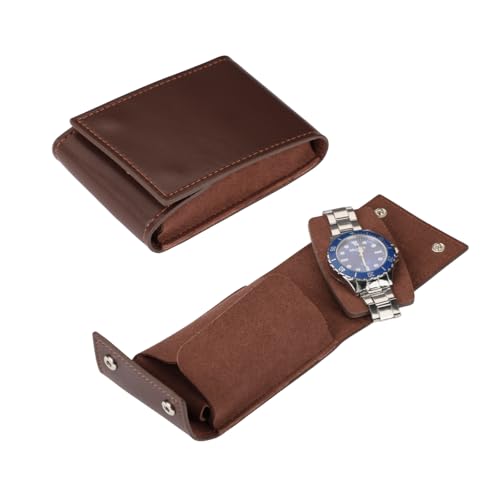 Watch Travel Pouch Portable Organizer - Luxury Watch Case Travel Recycled Leather Storage and Display for Men and Women (Single,Coffee) - color: WP-Coffee