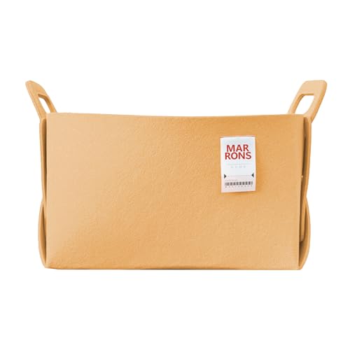 Collapsible Felt APRICOT Storage Bin Large 14.6"x9.4"x9.4" – Foldable Basket with Handles for Closet, Laundry Room Organization, Toy Storage, Decorative Storage Bins for Shelves, Nursery - color: APRICOT, size: LARGE