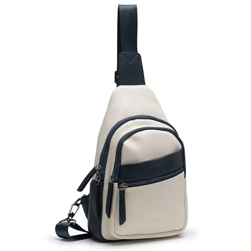 Alldaily Large Sling Bag for Women Crossbody Purse Leather Fashionable Trendy Chest Bag for Travel, Fanny Pack (Dark Blue&White) - color: Dark Blue With White