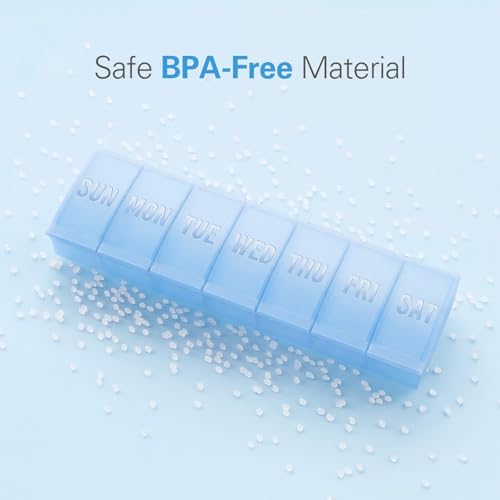 Barhon Large Weekly Pill Organizer, Big Vitamin Organizer Case for 7 Day, Travel Medicine Pill Box to Hold Various Supplements and Fish Oil, Sky Blue - color: Sky Blue