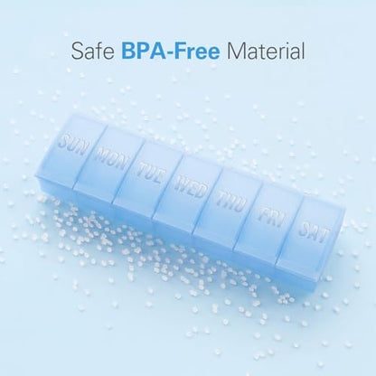Barhon Large Weekly Pill Organizer, Big Vitamin Organizer Case for 7 Day, Travel Medicine Pill Box to Hold Various Supplements and Fish Oil, Sky Blue - color: Sky Blue