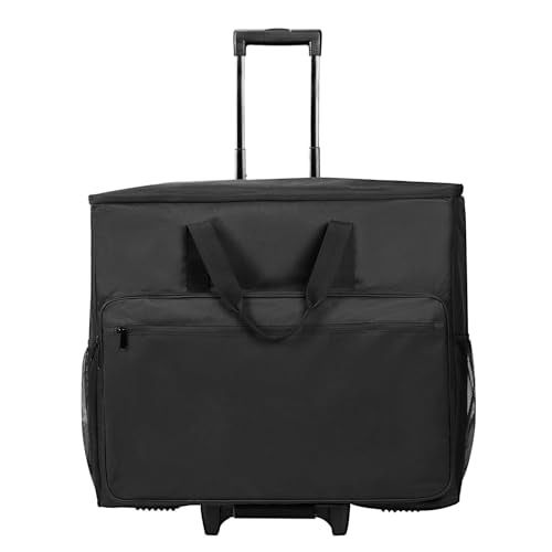 BUBM Desktop Computer Carrying Case, Padded Nylon Carry Tote Bag for Transporting Computer Tower PC Chassis, Keyboard, Cable and Mouse - color: Black-Wheels 27 INCH