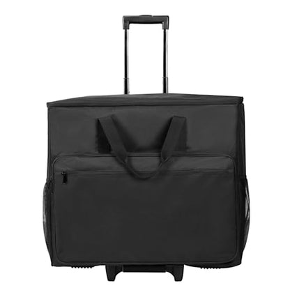 BUBM Desktop Computer Carrying Case, Padded Nylon Carry Tote Bag for Transporting Computer Tower PC Chassis, Keyboard, Cable and Mouse - color: Black-Wheels 27 INCH
