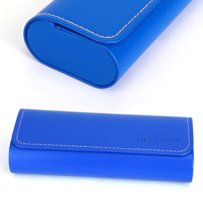 RayLove Hard Shell Glasses Case, Lightweight Leather Eyeglass Case, Travel-Friendly Sunglasses Protector for Men & Women - color: Blue