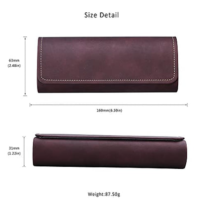 LifeArt Eyeglass Case Hard Shell, Portable Sunglass Case for Women and Men, fashionable PU Leather Eyeglass Case, Lightweight - color: Qhcx(dark Red)