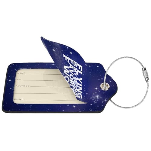 Flying is My Second Favorite F Word Set of 2 Durableleather Luggage Tags Stylish Travel Gear Men Women
