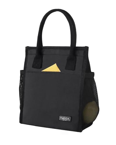 Fmeida 6.75L Small Insulated Lunch Bag Women Men, Lunch Bags with Multiple Pockets, Reusable Thermal Cooler Tote for Work, Office, Picnic, Travel | Hook and Loop Closure, Black - color: Black, size: S | 6.75L | Hook & Loop