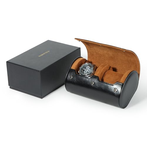 Premium Watch Travel Case, Odor-Free PU Leather Watch Roll for 1/2/3 Watches Protective Storage with Gift Box, Ideal for Men's Gifts & Business Travel, Black, 2 Watches Roll - color: Black, size: 2 watches roll