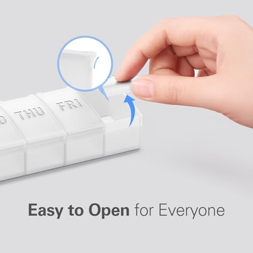 Barhon Pill Organizer Large, Weekly Medicine Pill Organizers, 7 Day Pills Box Case Travel for Big Vitamin Supplements Fish Oil, White - color: White