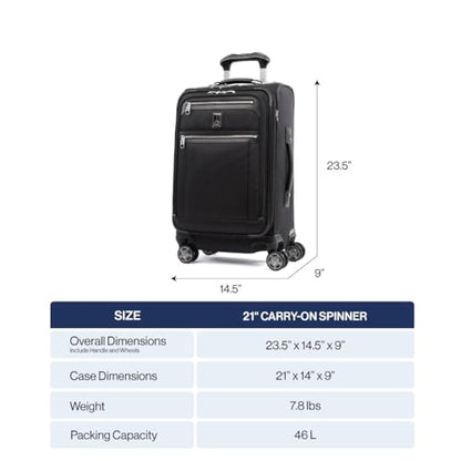 Travelpro Platinum Elite Softside Expandable Carry on Luggage, 8 Wheel Spinner Suitcase, USB Port, Suiter, Men and Women, Coastal Blue, Carry On 21-Inch - color: Coastal Blue, size: Carry-On 21-Inch