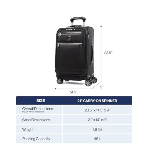 Travelpro Platinum Elite Softside Expandable Carry on Luggage, 8 Wheel Spinner Suitcase, USB Port, Suiter, Men and Women, Pilot Green, Carry On 21-Inch - color: Pilot Green, size: Carry-On 21-Inch