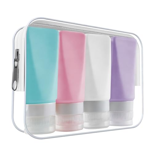 Travel Bottles Leak Proof,3 oz TSA Approved Silicone Squeezable, Refillable Containers Set for Toiletries Shampoo Conditioner Lotion - color: Multicolor