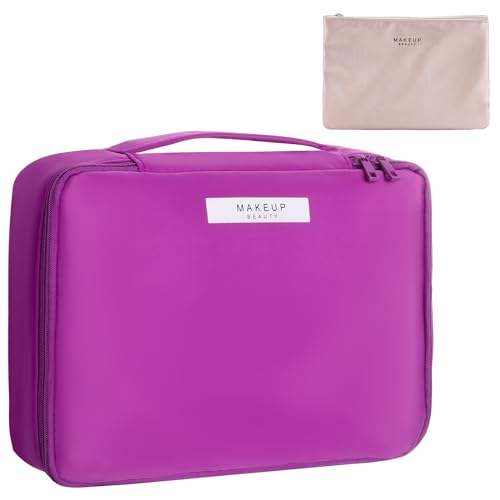 Queboom Travel Makeup Bag Cosmetic Bag Makeup Bag Toiletry bag for women and men (Deep purple) - color: Deep purple