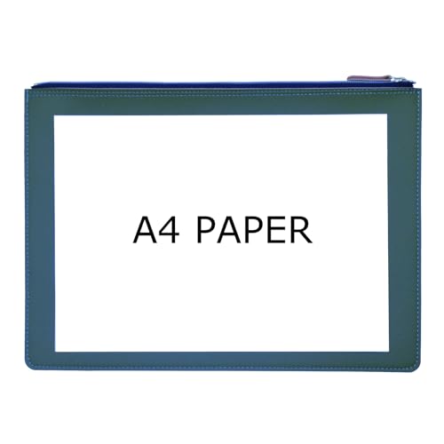 PU Leather A4 File Folder Zipper Document Holder Envelope Folder Case for Receipt Contract (Haze Blue) - color: Haze Blue