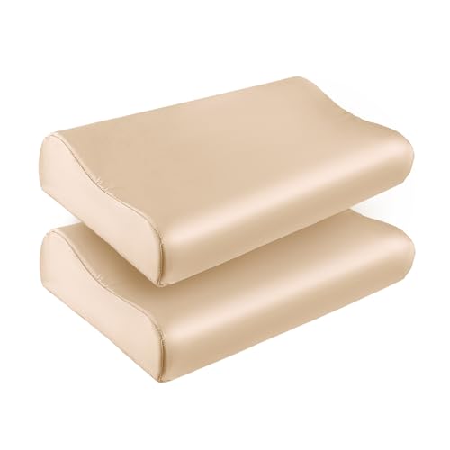 THXSILK 2 Pack 19 Momme 100% Mulberry Silk Pillowcase for Contour Memory Foam Pillow, Contour Pillow Case Cover, Cervical Pillow Case, Pack of 1(Champagne, 20"x12"x3.9"/2.7") - color: Champagne - Set of 2, size: 20" x 12" x 3.9"/2.7"