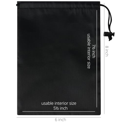 PALTERWEAR Drawstring Bag with Toggle - Nylon Cinch and Ditty Pouch - Six Pack (Black, 6 x 8 Inch, Set of 6) - color: Black, size: 6 x 8 Inch