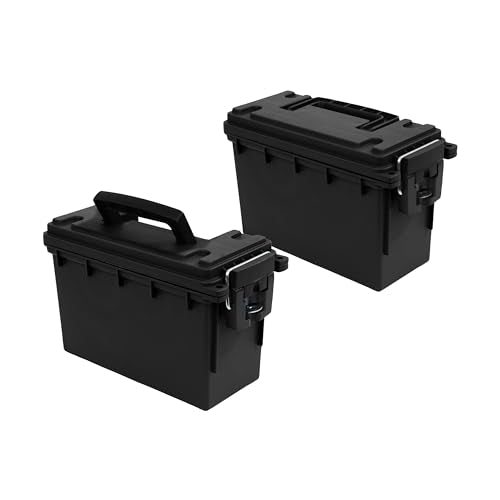 Sheffield 12790 2-Pack Ammo Storage Box, .30 Cal Field Boxes, Lockable Storage Box with Handle, Secures Hunting Gear, Supplies, and Bullets, Made in USA - color: Black, size: Standard 2-Pack