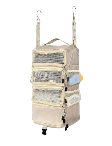 ELEZAY Hanging Packing Cubes All in One Ultra-Light Travel Shelves Portable Compression Organizer Bag Essentials for Carry-on Luggage Suitcase Closet Wardrobe Accessories Small, Beige - color: Beige, size: Small