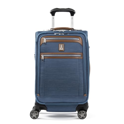 Travelpro Platinum Elite Softside Expandable Carry on Luggage, 8 Wheel Spinner Suitcase, USB Port, Suiter, Men and Women, Coastal Blue, Carry On 21-Inch - color: Coastal Blue, size: Carry-On 21-Inch