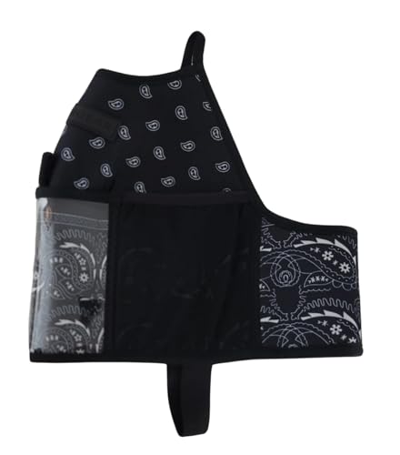 Half-Gallon Fitness Hydration Cover | Neoprene Insulated Cooling & Portable Gym Water Bottle Carrier | CASE with Storage Pockets - color: BANDANA BLACK