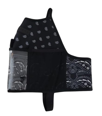 Half-Gallon Fitness Hydration Cover | Neoprene Insulated Cooling & Portable Gym Water Bottle Carrier | CASE with Storage Pockets - color: BANDANA BLACK