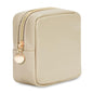 Wandering Nature Small Makeup Bag for Purse Mini Make up Pouch Cute Cosmetic Pouch for Women with Slip-in Pockets Eco Vegan Leather, Beige - color: Beige