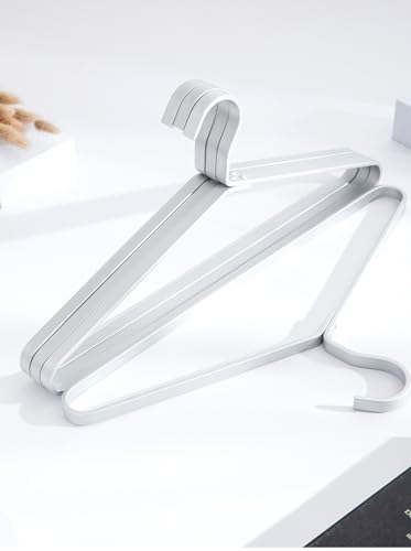 Premium Matte Silvery Aluminum Coat Hangers 90 Piece Set, 16.5” Extra Smooth & Durable Metal Shirt Dress Hanger,Aluminum Alloy Hanger,Clothing Support,Clothing Hang - style: Silver Thick Hanger（90）