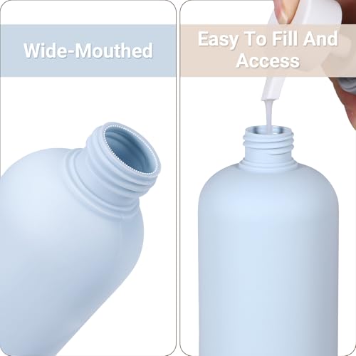 ASEVAT 13.5oz 4pack Refillable Travel Shampoo and Conditioner Bottles, Travel Size containers, Travel Bottle for toiletries, Squeeze Bottles with Flip Cap, Empty Plastic Leak Proof Travel Bottles - color: Blue, size: 13.5oz