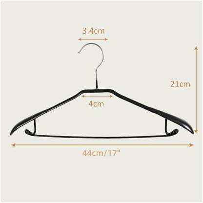5 Pack Wide Shoulder Hangers 17” Metal Suit Hangers Smooth Soft Gloss Grippy Flexible Thick Rubber Blazer Non Slip Jacket Clothes Hangers Black - color: Black