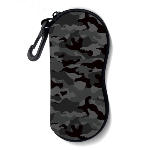 Sunglasses Soft Case, Ultra Light Portable Neoprene Zipper Glasses Case for Men Women - color: Black Camouflage