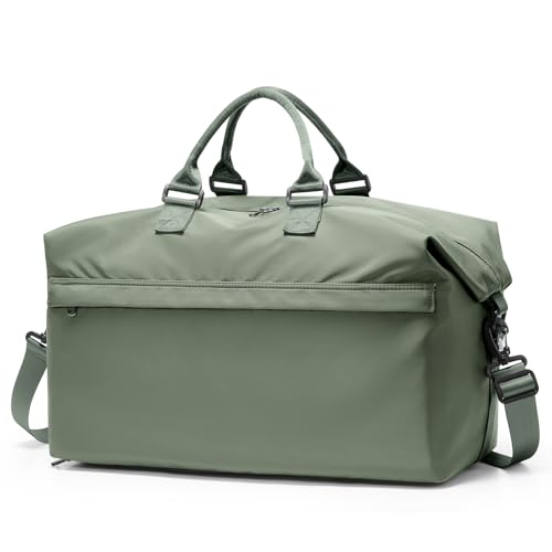 Travel Duffel Bag,Carry-On Overnight Weekender Bags for Women,Personal Item Travel Bag with Shoes Compartment,Sports Gym Bag - color: Green