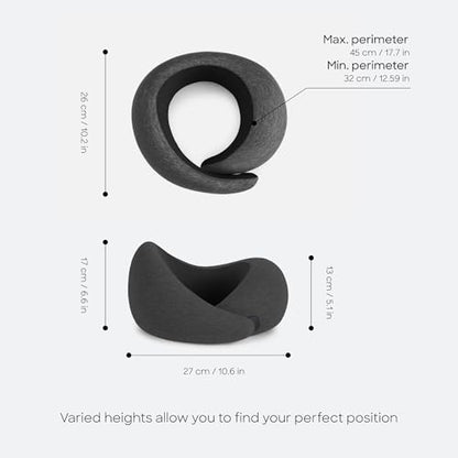 Ostrichpillow Go Neck Pillow, Travel Pillows for Airplanes, Premium Memory Foam Travel Pillow, 360º Ergonomic Design, Asymmetrical Sides, Travel Bag Included, Washable Modal Cover - color: Dark Night