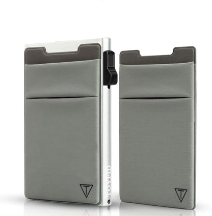 TOYFID Credit Card Holder Wallet for Mens - Metal Slim Minimalist Cards Holder with Stretch Money Pocket - RFID Blocking&Ultralight Small Wallet - color: Silver A