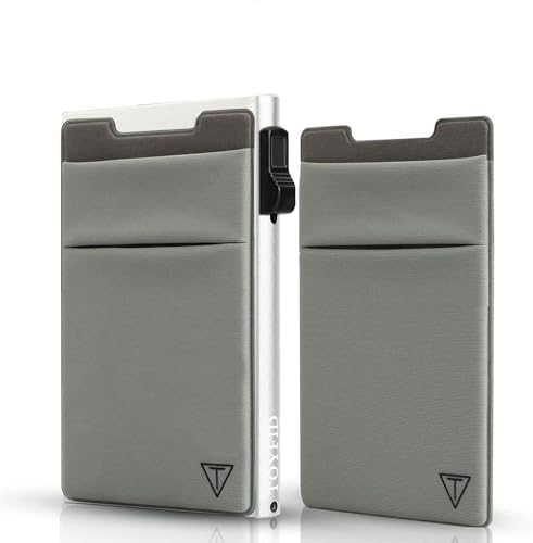 TOYFID Credit Card Holder Wallet for Mens - Metal Slim Minimalist Cards Holder with Stretch Money Pocket - RFID Blocking&Ultralight Small Wallet - color: Silver A