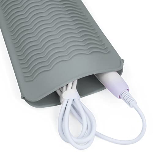 1Pack Silicone Heat Resistant Mat Pouch for Hair Straightener, Curling Iron, Flat Iron and Hot Hair Tools Grey - color: Grey, size: 1 Pack
