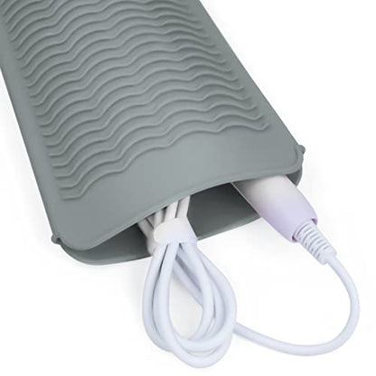 2PCS Silicone Heat Resistant Mat Pouch for Hair Straightener, Curling Iron, Flat Iron and Hot Hair Tools Grey 2 Pack - color: Grey, size: 2 Pack