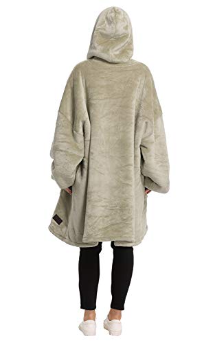 Catalonia Oversized Blanket Hoodie Sweatshirt, Wearable Sherpa Blanket Pullover, Gift for Her - color: Latte