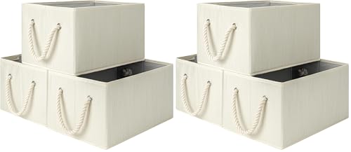 StorageWorks Storage Baskets for Shelves, Foldable Fabric Closet Storage Bins with Handles, Fabric Storage Bins Clothes Organizer, Beige, White & Ivory, 6-Pack, Large - color: Beige, White & Ivory, size: Large (Pack of 2)