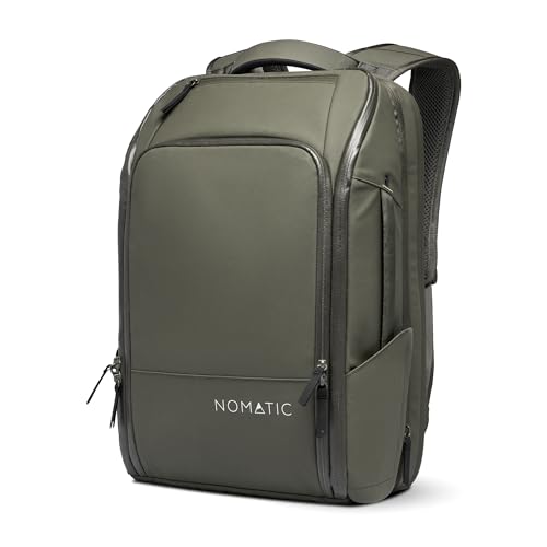 NOMATIC 14L Travel Pack - Mens Travel Backpack - Expandable to 21L - Water Resistant Daypack - TSA-Ready - Lightweight Business Traveling Backpack for Men - 15" Laptop Compartment - color: Olive, size: 14L