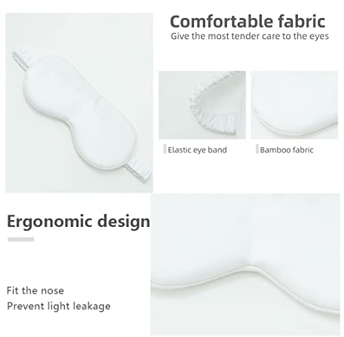 HBHLFZ Sleep Mask 2 Pack - Bamboo Viscose Fiber Sleeping Eye Mask - with Elastic Band/Headband - Comfort Sleeping Shade - for Nighttime Sleeping, Traveling & Napping（White） - color: White