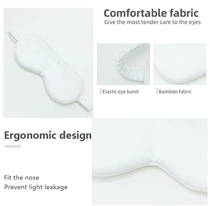 HBHLFZ Sleep Mask 2 Pack - Bamboo Viscose Fiber Sleeping Eye Mask - with Elastic Band/Headband - Comfort Sleeping Shade - for Nighttime Sleeping, Traveling & Napping（White） - color: White