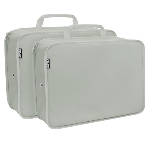 Compression Packing Cubes for Travel Essentials, 2 Pack Expandable Travel Cubes for Packing Bags Suitcase Organizer, Grey - color: Oxford Grey, size: Large