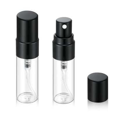 20Pcs 3ml Empty Clear Glass Mist Spray Bottle Refillable Mini Perfume Atomizer Travel Sample Bottle with Black Aluminized Nozzle Makeup Container for Perfume (3ml Black Caps) - color: 3ml Black Caps