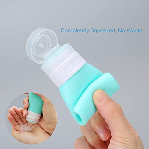 2 Pcs Silicone Travel Bottles,1.3oz Leak Proof Refillable Squeeze Containers with Transparent Carry Bag,Small Empty Travel Size Bottles for Shampoo,Conditioner,Lotion,Toiletries - color: 1.3oz Green White
